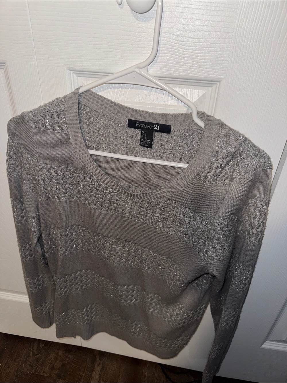 Forever 21 Light Gray/silver shimmer Women's Sweater